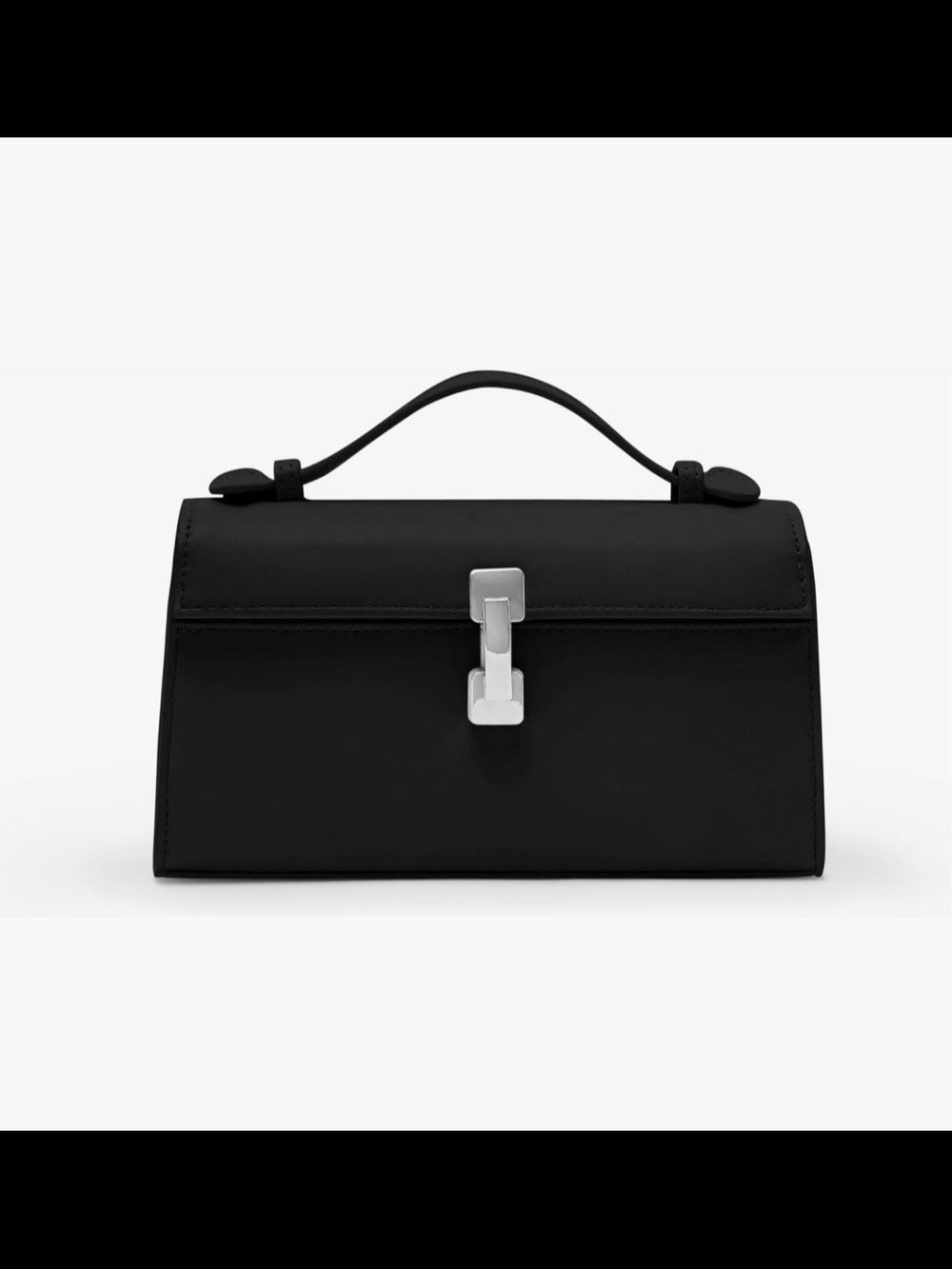 Structured Black Top-Handle Satchel with Silver-Tone Clasp